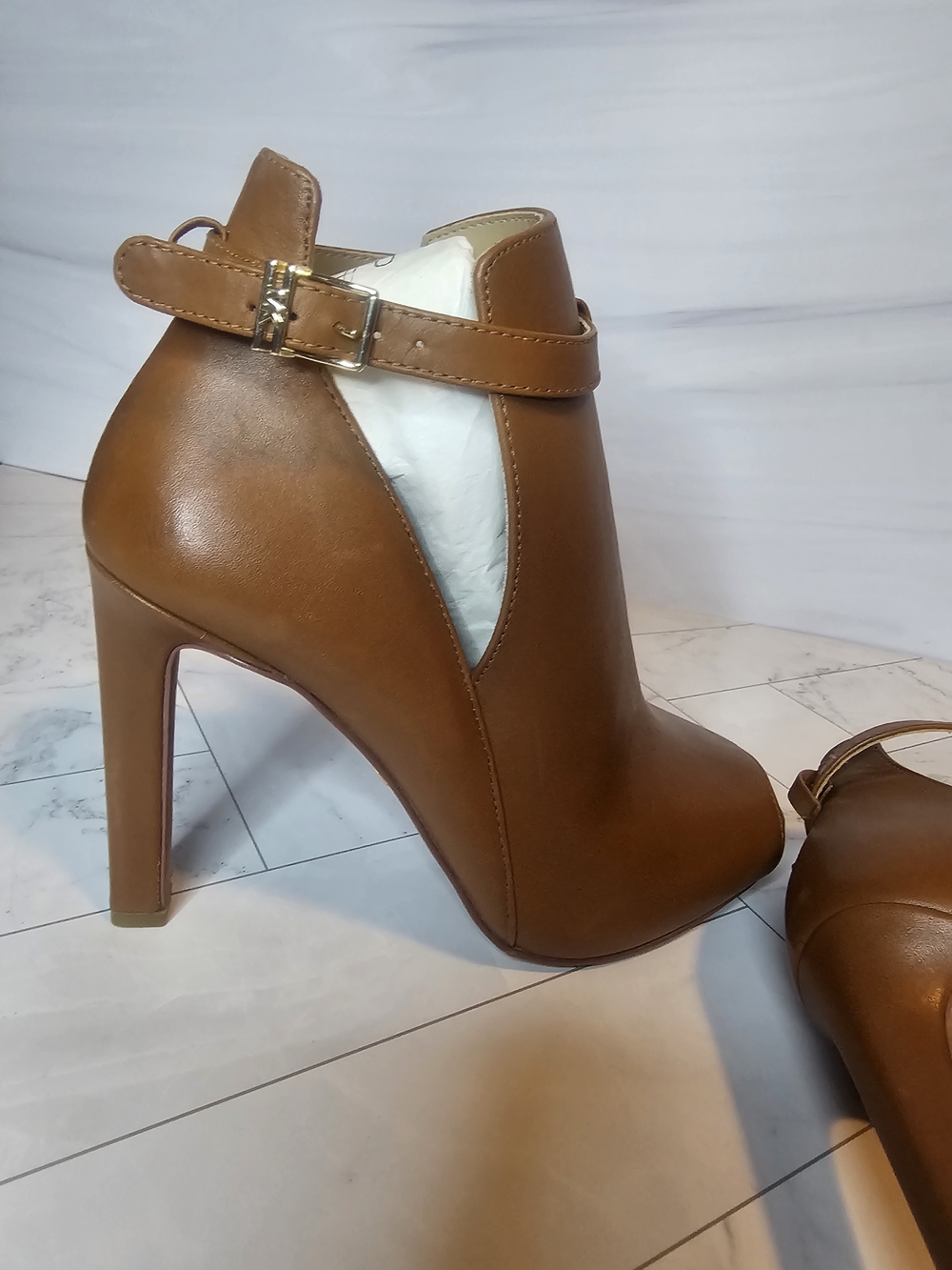 Michael Kors Brown Open-Toe Heeled Booties - Picture 6 of 9